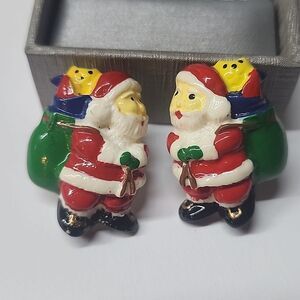 Vintage Santa Claus with Santa Sack Presents Toys Clip On Earrings